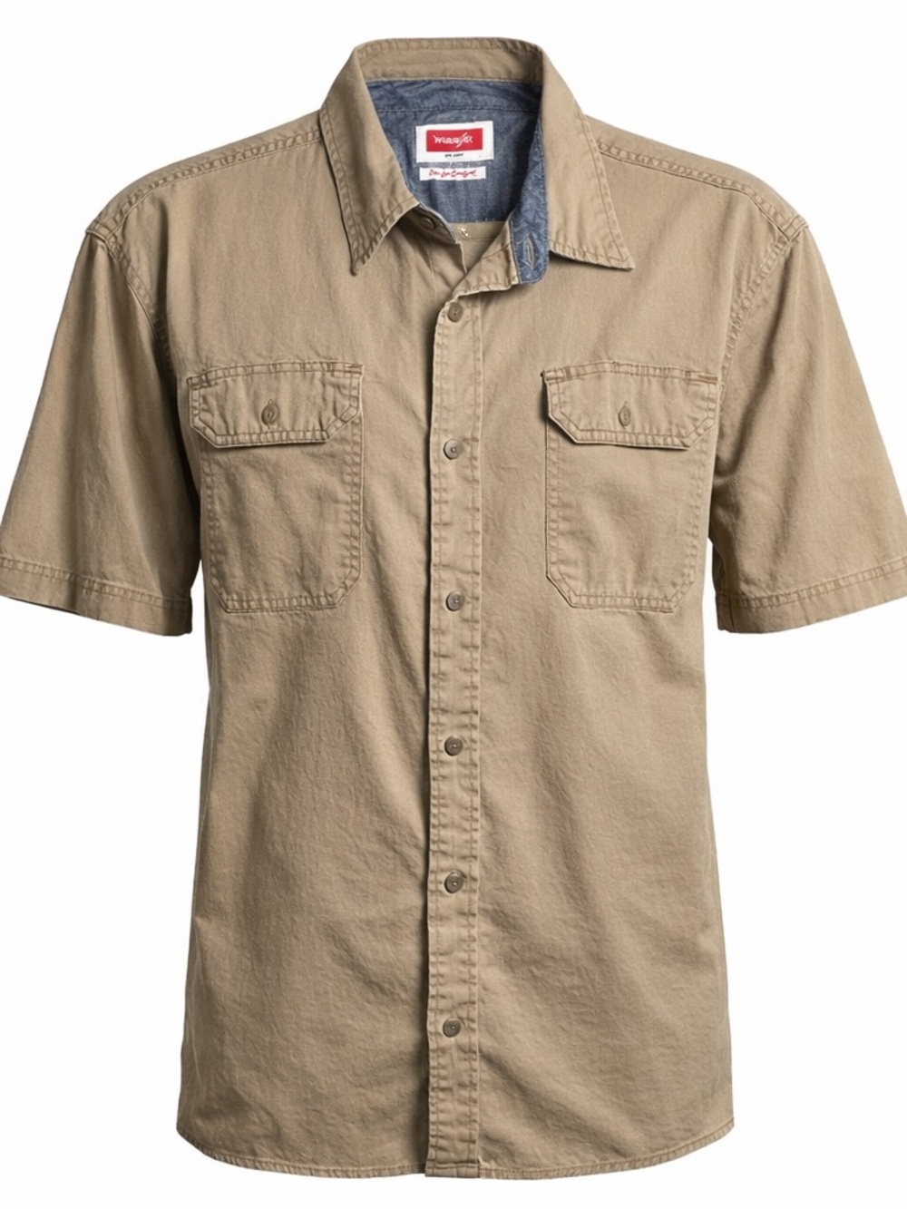 WRANGLER EST 1947 - Flex For Comfort Khaki Colored Button‎ Down Shirt, Size L,